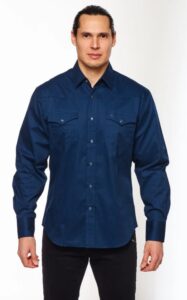 RODEO WESTERN SOLID TWILL SHIRT NAVY AC108L